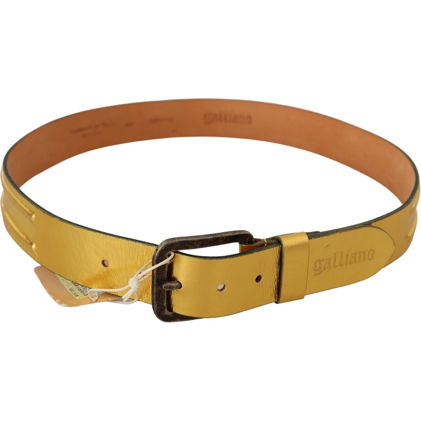 John Galliano Elegant Gold Genuine Leather Men's Belt MAN BELTS John Galliano