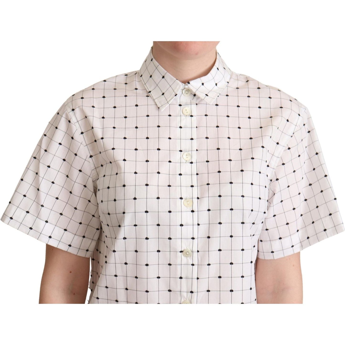 Dolce & Gabbana Chic Monochrome Polka Dot Polo Top Blouse Top Dolce & Gabbana