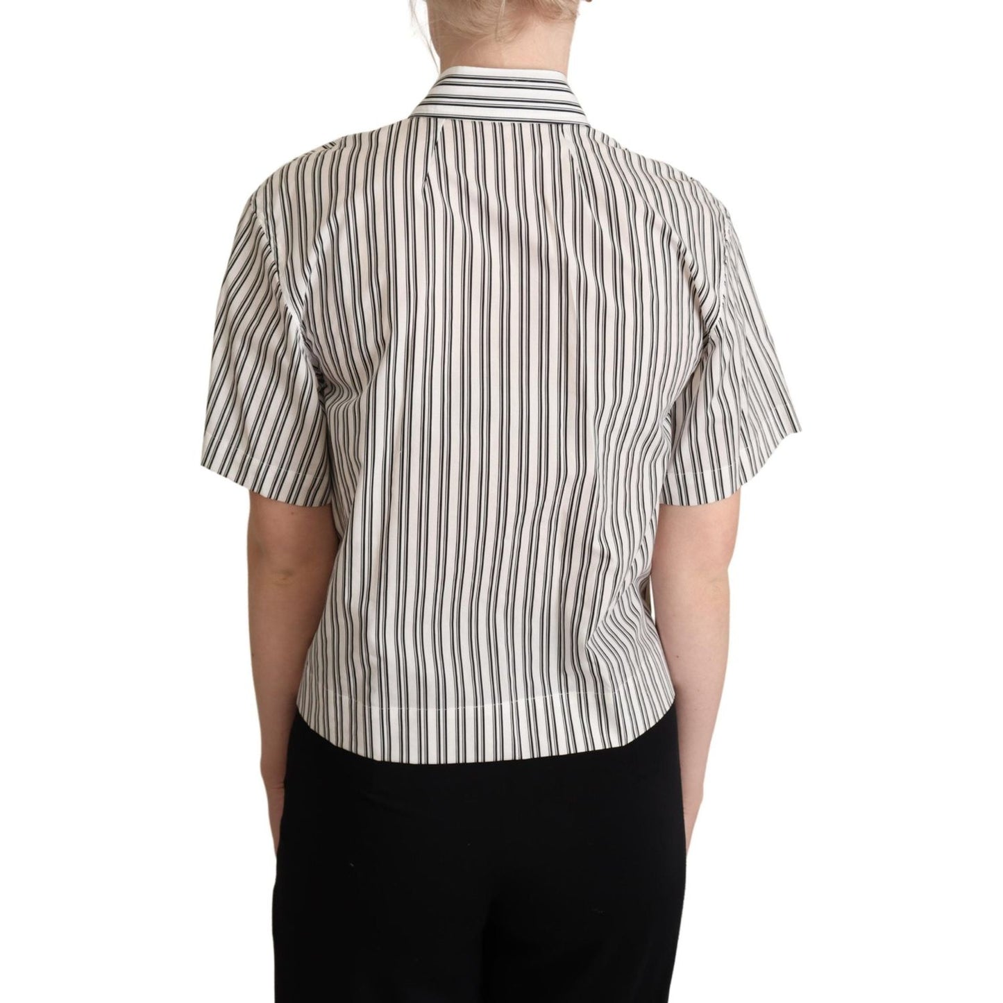 Dolce & Gabbana Elegant Striped Cotton Polo Top Blouse Top Dolce & Gabbana