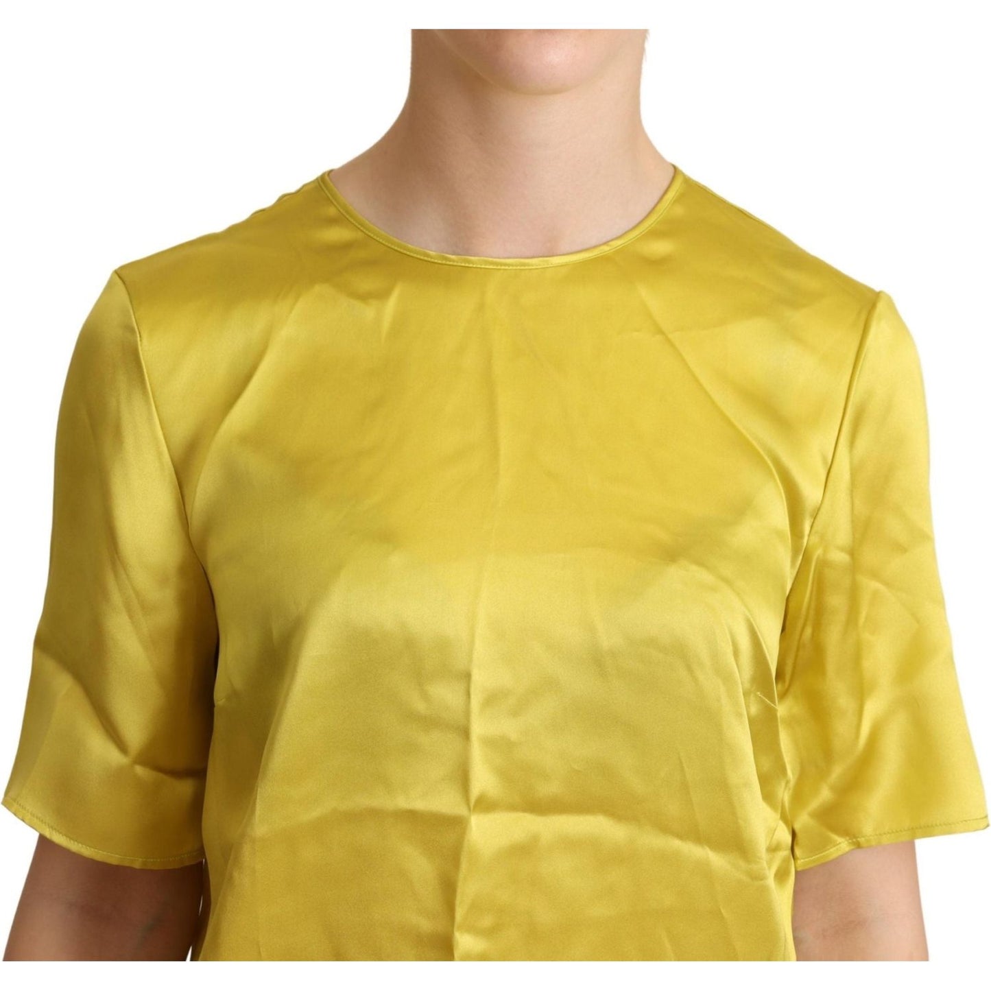 Dolce & Gabbana Elegant Silk Short Sleeve Blouse Top - Yellow Dolce & Gabbana