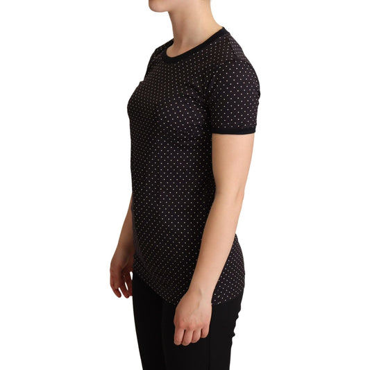 Dolce & Gabbana Polka Dotted Black Short Sleeve Crewneck Top Dolce & Gabbana