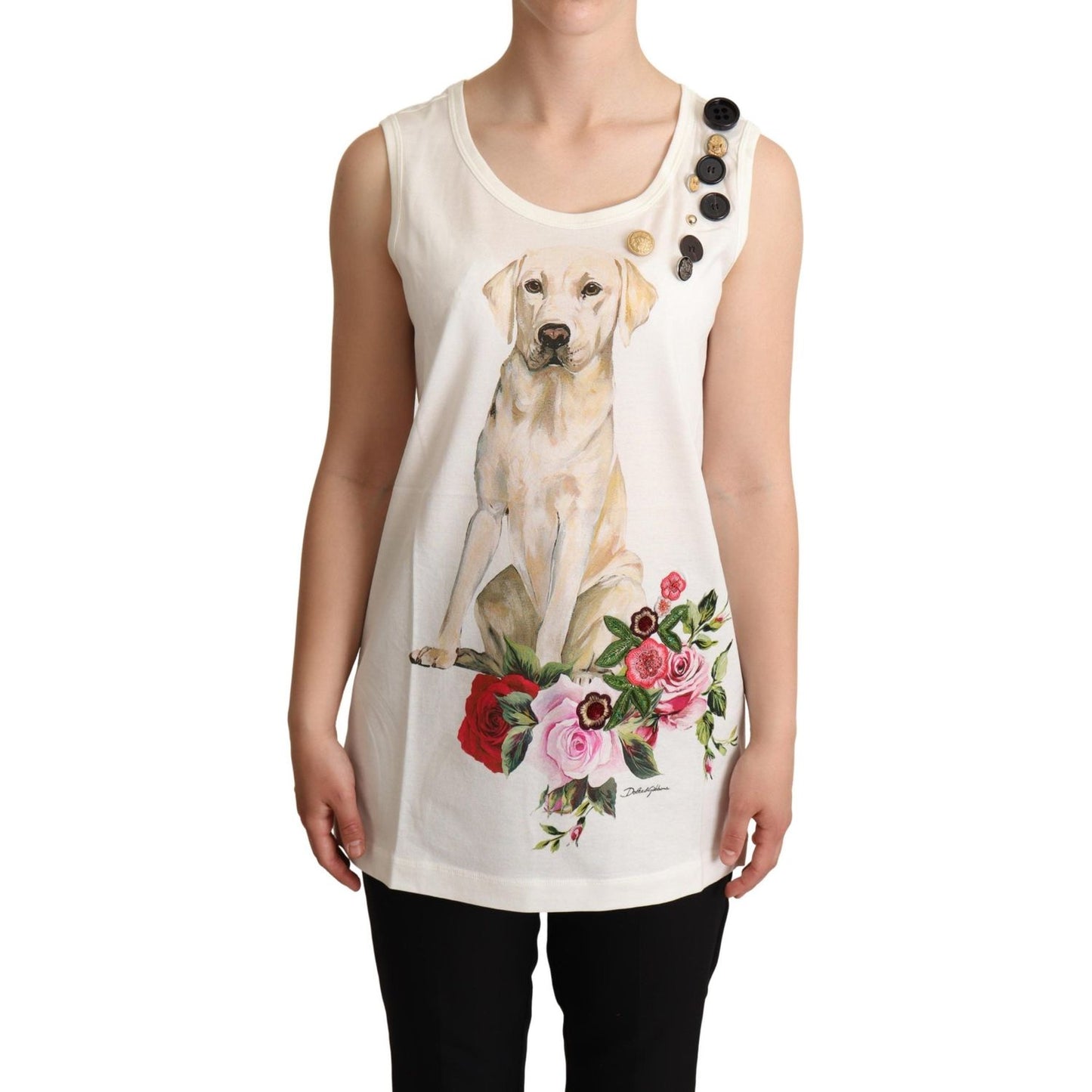 Dolce & Gabbana Chic Canine Floral Sleeveless Tank Dolce & Gabbana