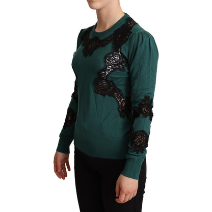 Dolce & Gabbana Green Wool Crewneck Sweater