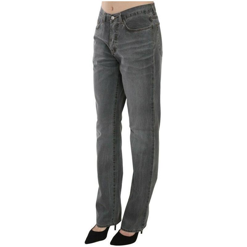 Just Cavalli Chic Gray Mid Waist Straight Leg Jeans Just Cavalli