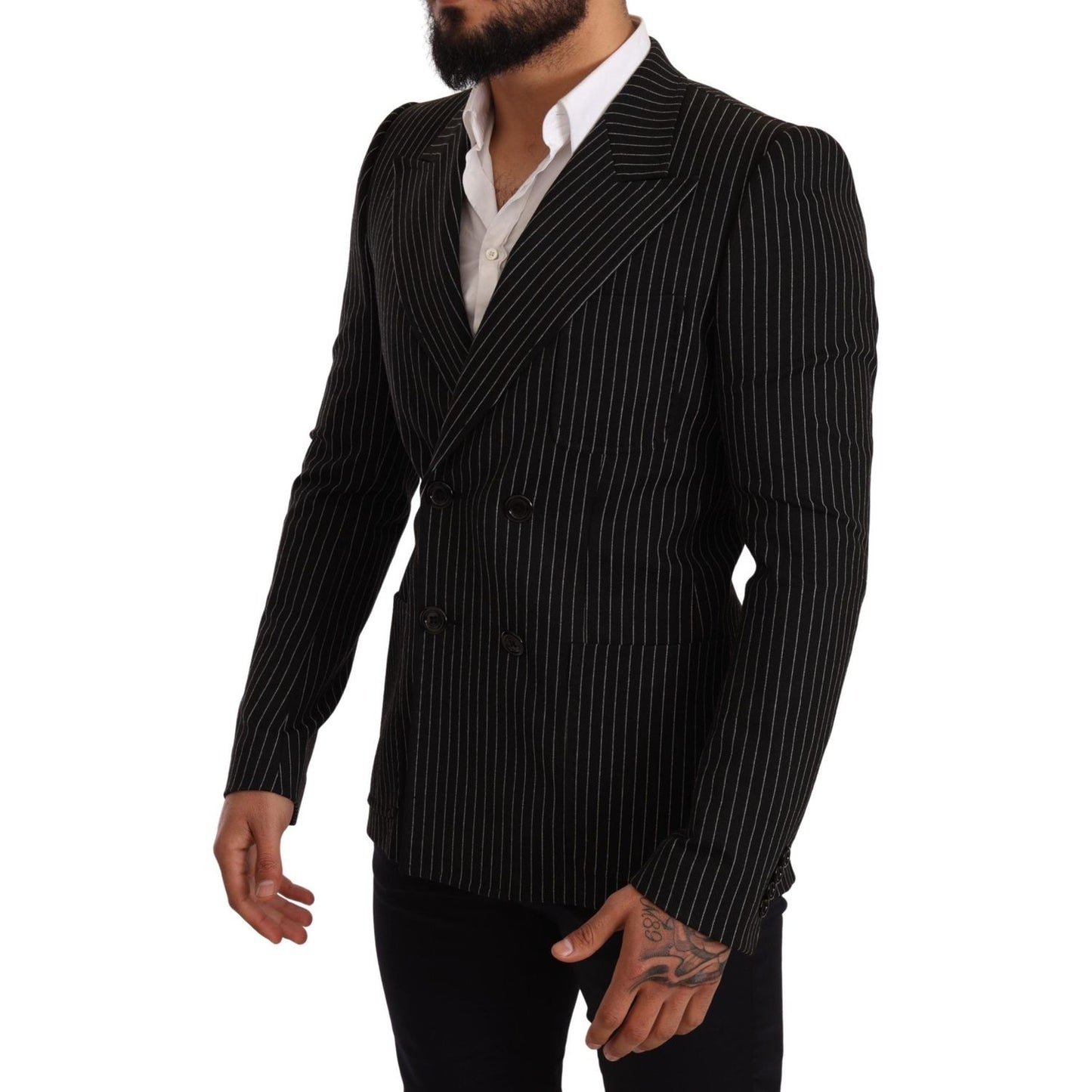 Dolce & Gabbana Elegant Striped Wool Blazer with Silk Lining Dolce & Gabbana