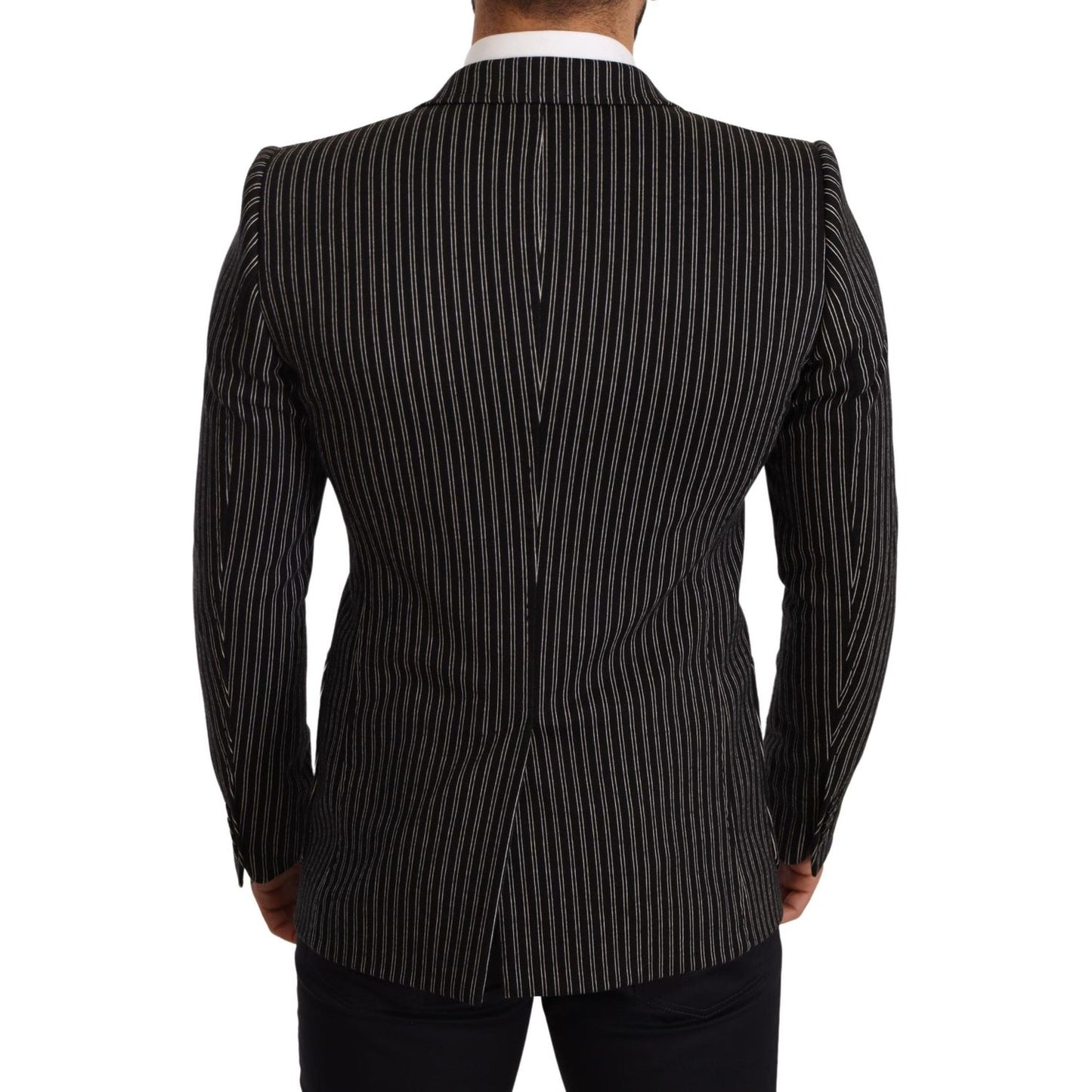 Dolce & Gabbana Elegant Black Striped Virgin Wool Blazer Dolce & Gabbana