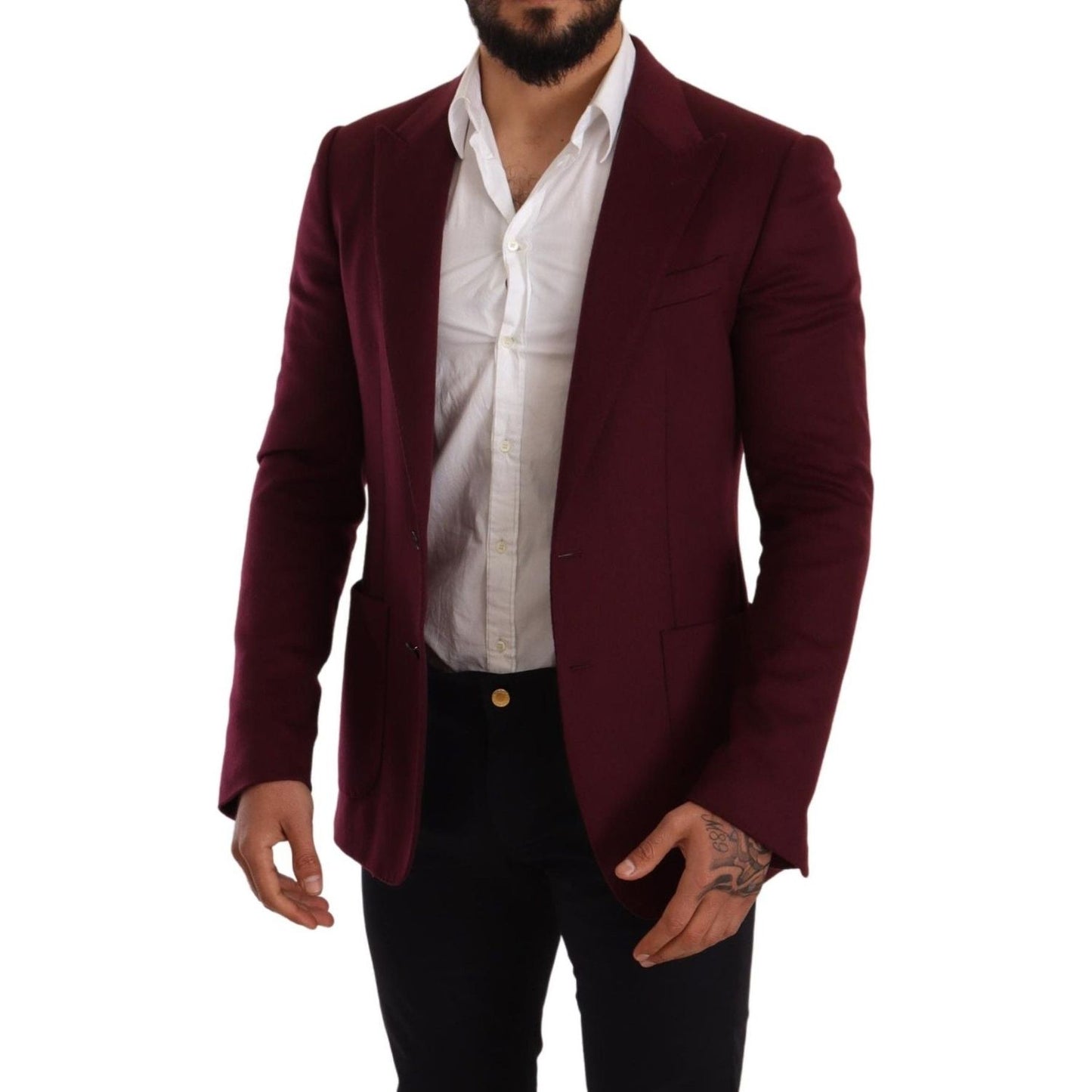 Dolce & Gabbana Elegant Maroon Bordeaux Cashmere Blazer Dolce & Gabbana