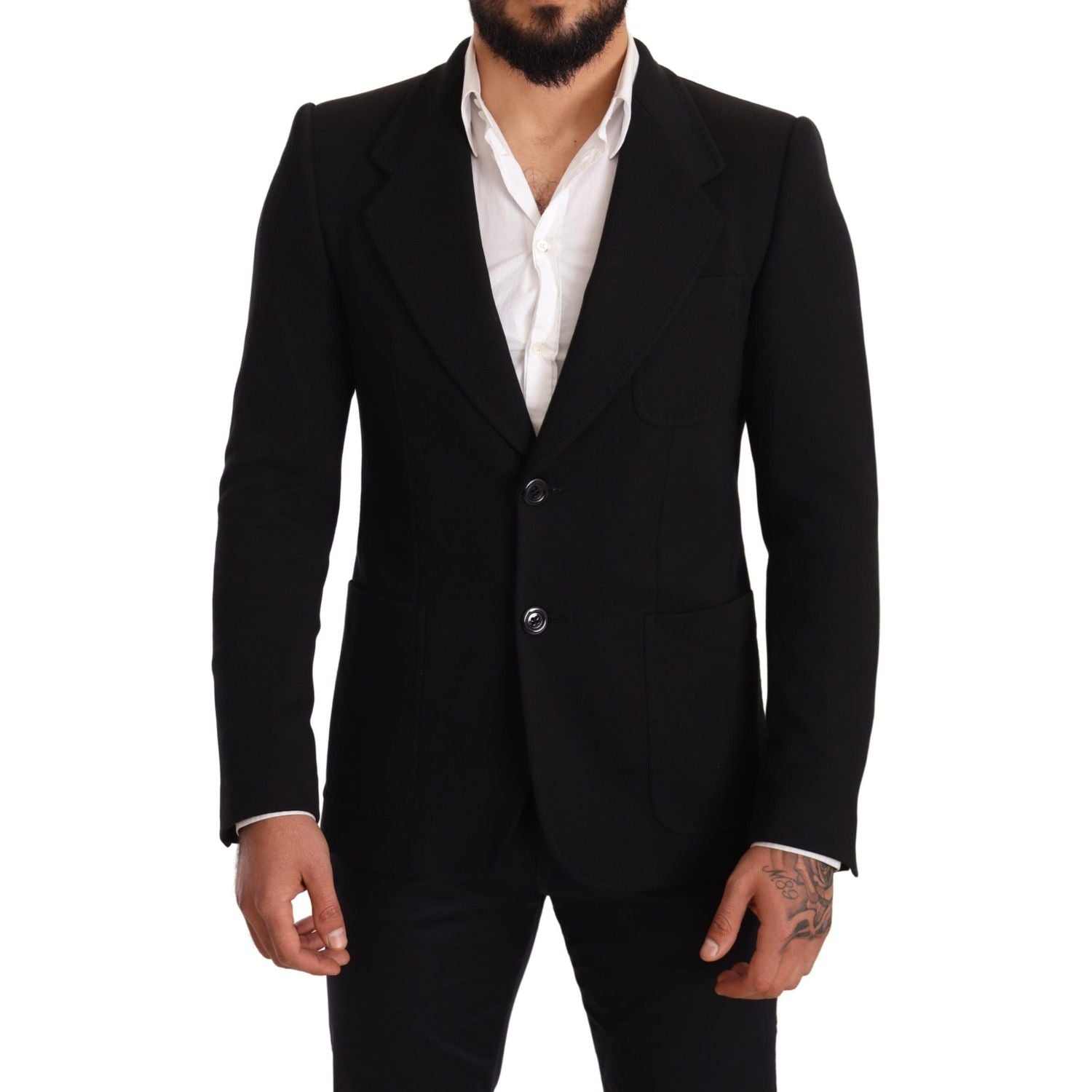 Dolce & Gabbana Black Cotton Slim Fit Coat Jacket  Blazer