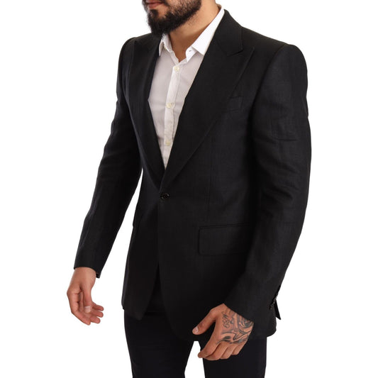 Elegant Slim Fit Black Linen Blazer