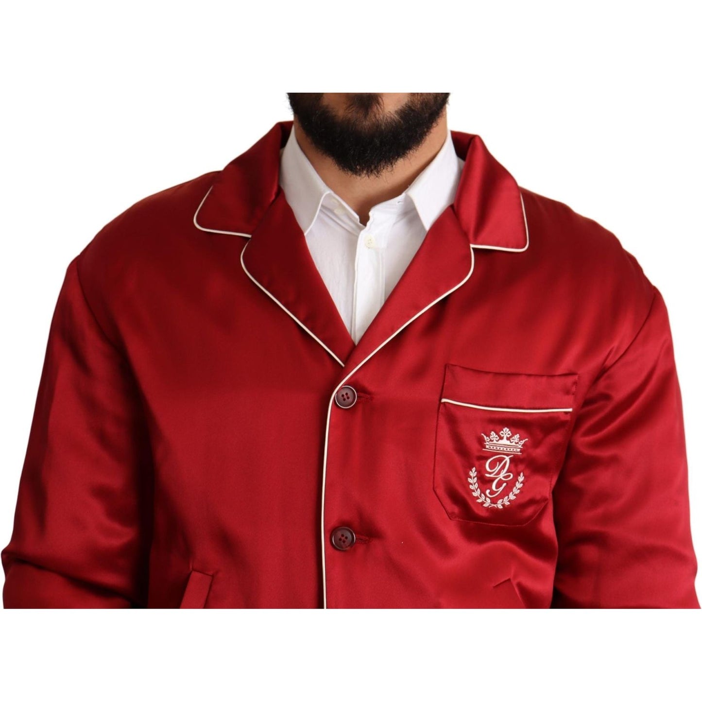 Dolce & Gabbana Sumptuous Silk Red Bomber Jacket Dolce & Gabbana