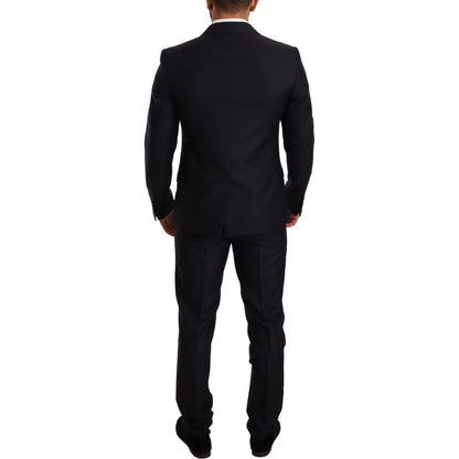 Dolce & Gabbana Blue Pattern MARTINI SLIM FIT 2 Piece Suit