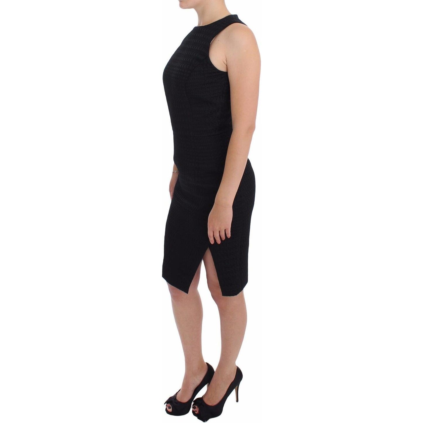 DAIZY SHELY Black Sheath Party Evening Knee Length Dress
