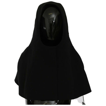 Dolce & Gabbana Black Wool Whole Head Hooded Scarf Hat