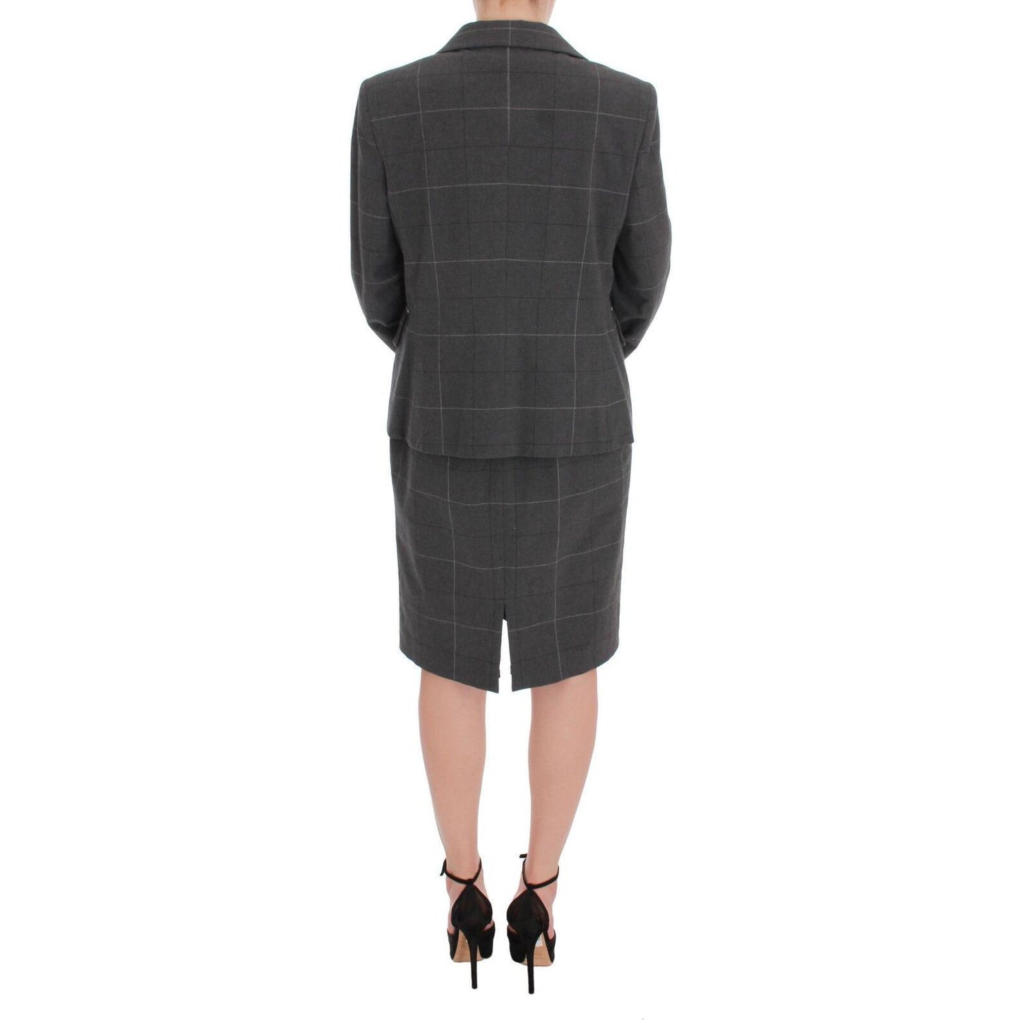 BENCIVENGA Elegant Checkered Cotton-Blend Suit Set Skirt Suit BENCIVENGA