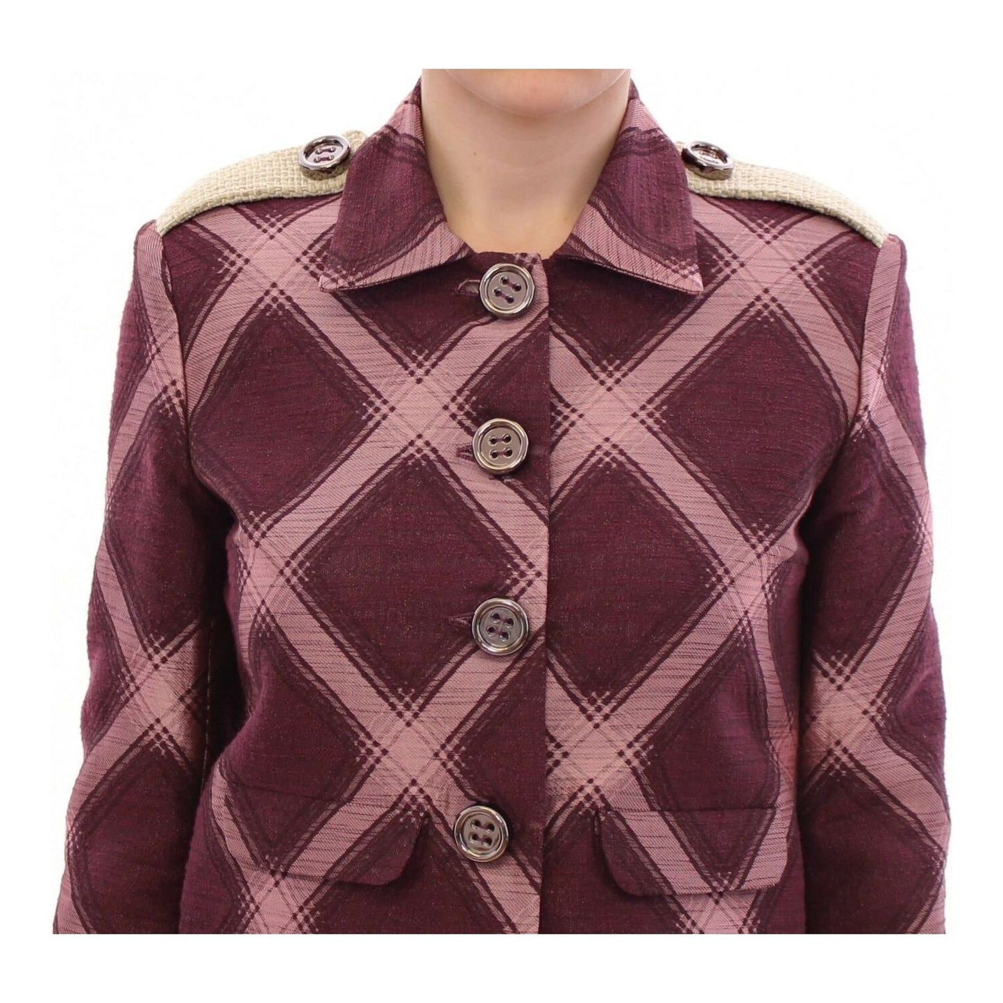 House of Holland Check Trench Coat Blazer Purple Jacket