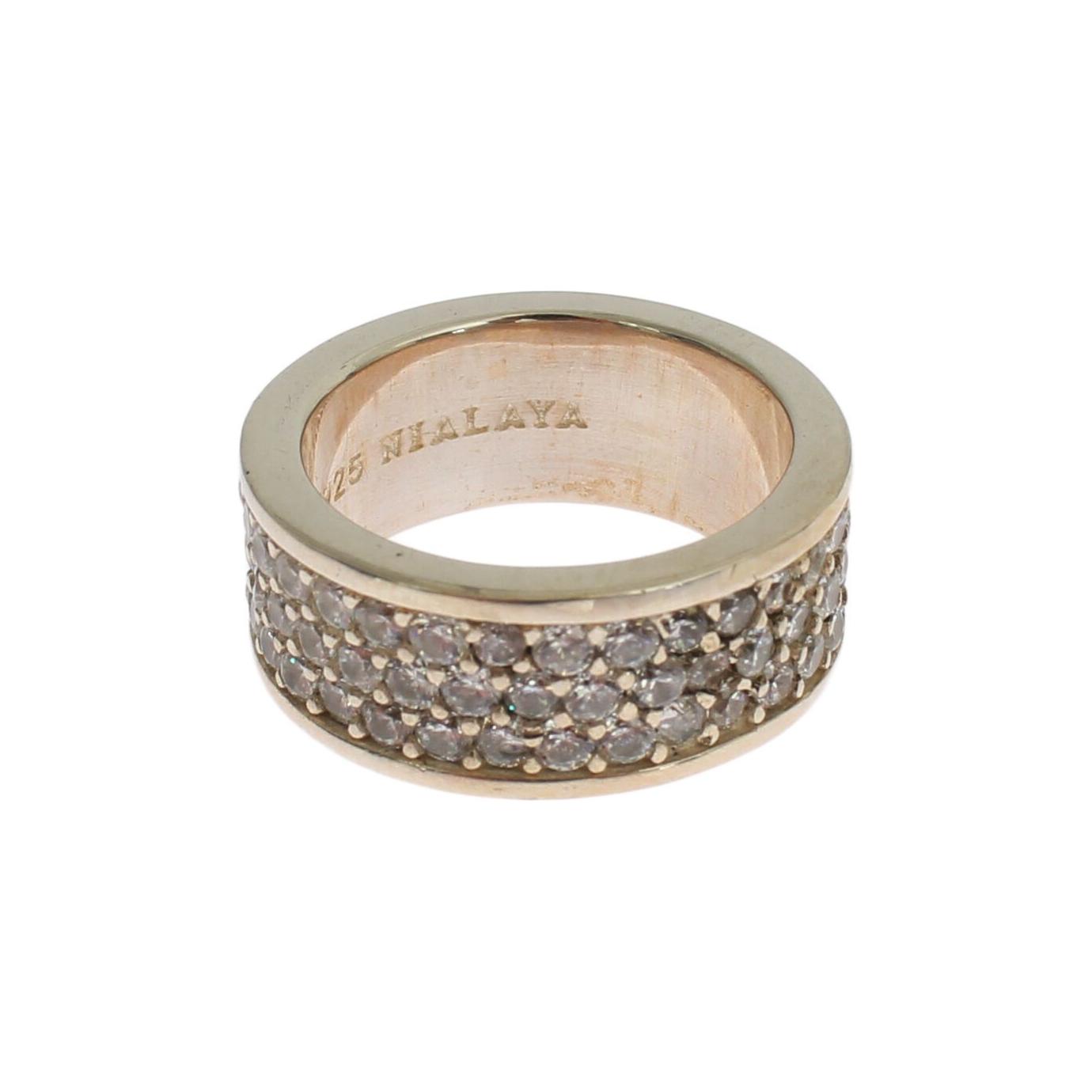 Nialaya Glamorous Silver CZ Crystal Embellished Ring Ring Nialaya