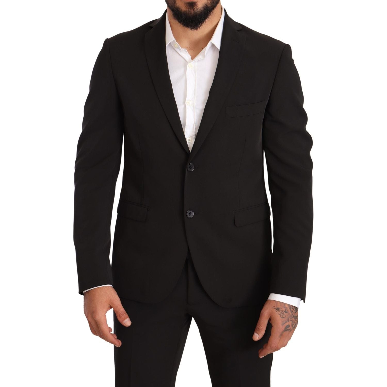 Domenico Tagliente Black Polyester Slim 2 Piece Set TAGLIENTE Suit