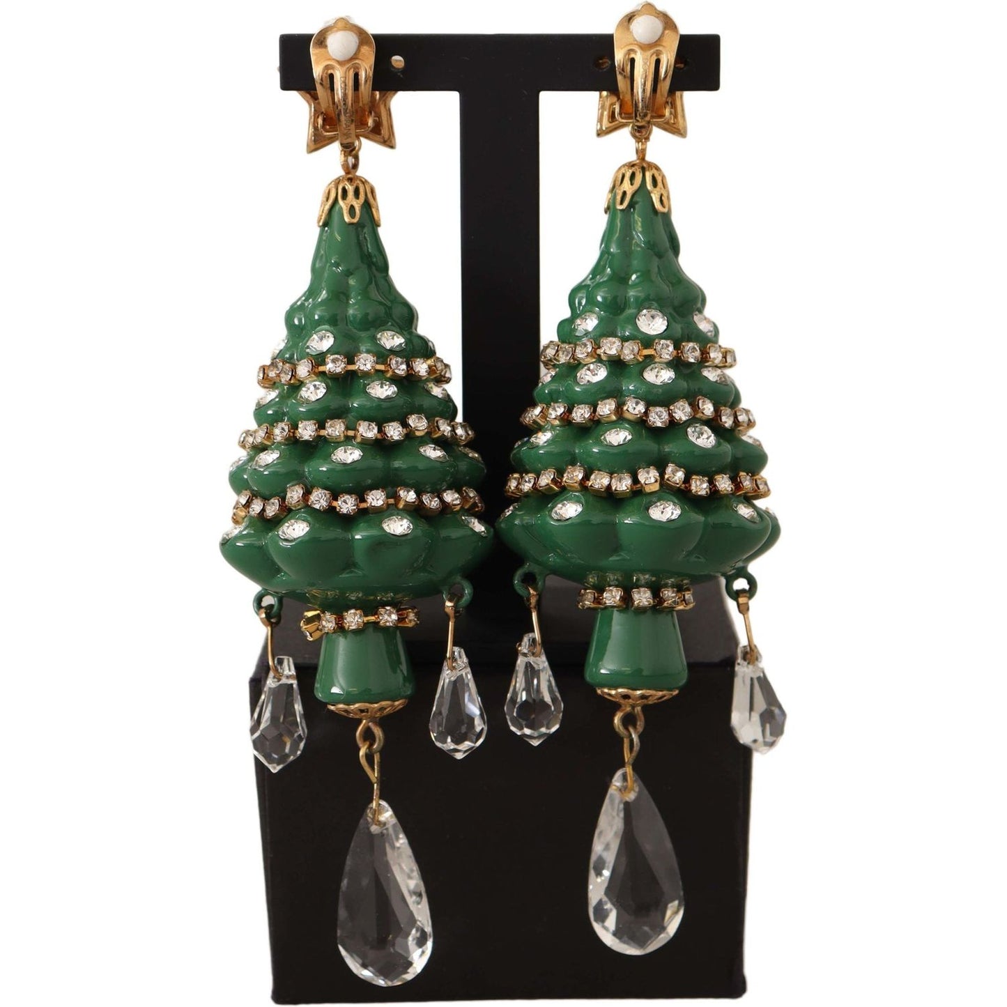 Dolce & Gabbana Enchanting Crystal Christmas Tree Clip-On Earrings Dolce & Gabbana