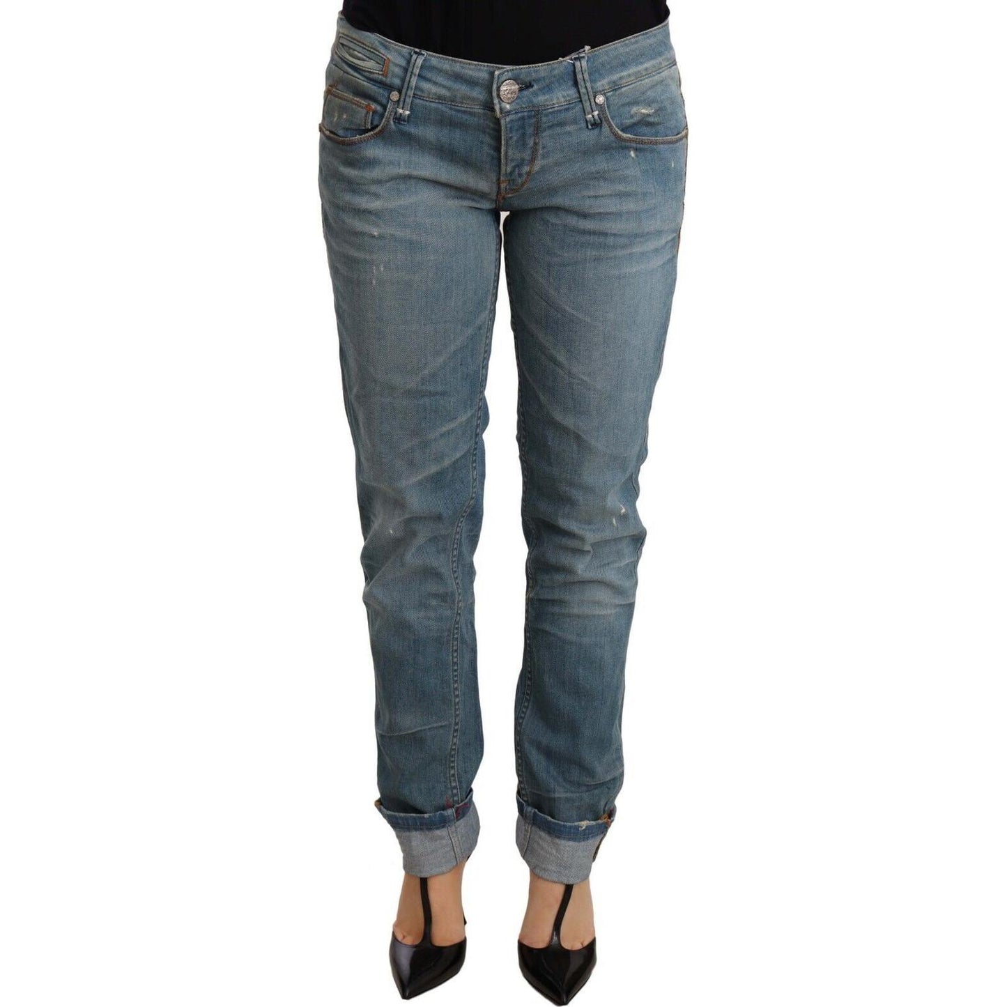 Acht Chic Washed Cotton Denim with Folded Hem Jeans & Pants Acht