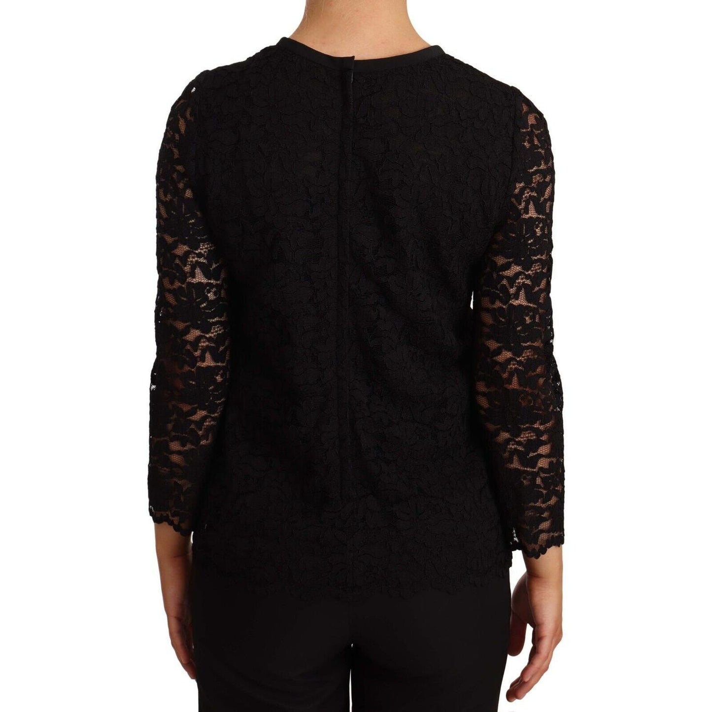 Dolce & Gabbana Elegant Black Floral Lace Long Sleeve Top Dolce & Gabbana