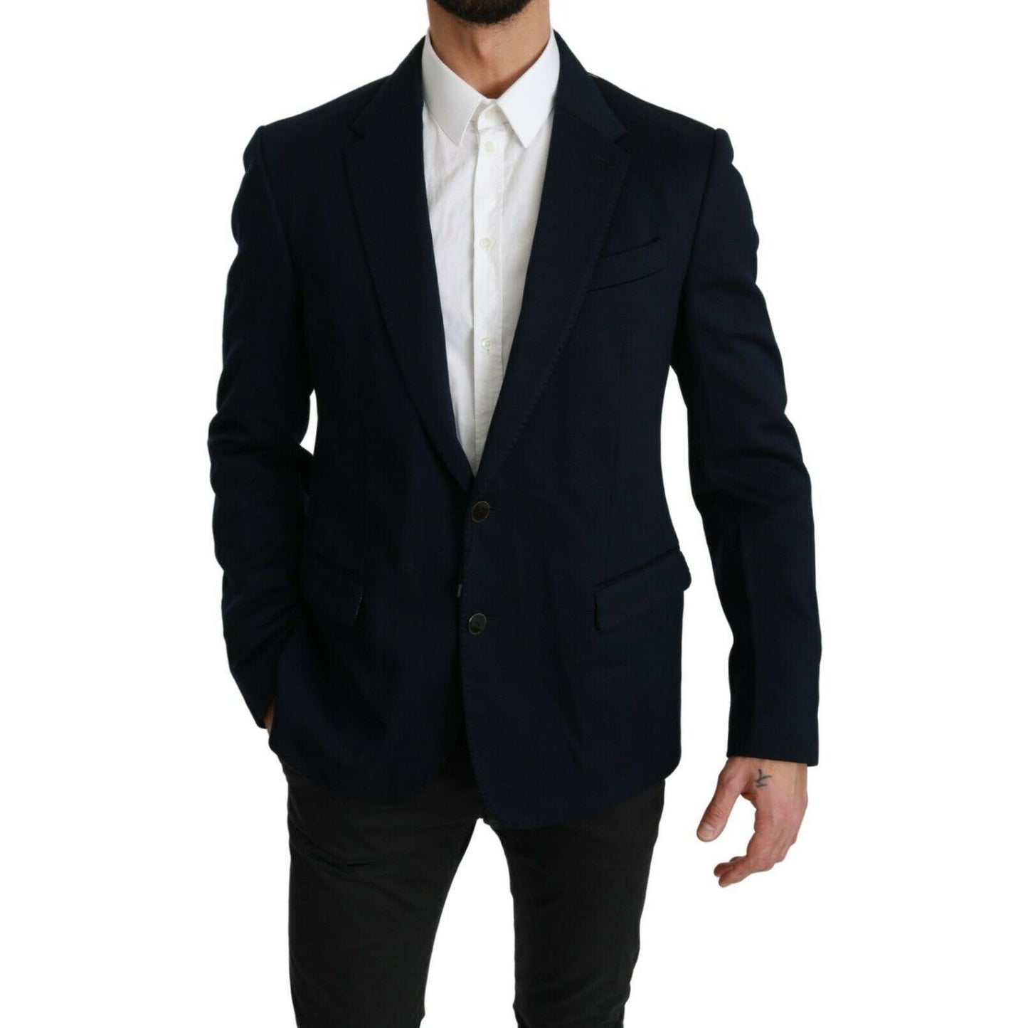 Dolce & Gabbana Elegant Slim Fit Dark Blue Men's Blazer Blazer Jacket Dolce & Gabbana