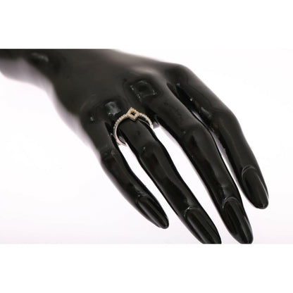 Nialaya Silver Rhombus Womens Clear CZ 925 Silver Ring