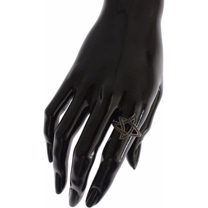 Nialaya Black CZ Rhodium 925 Silver Womens Ring