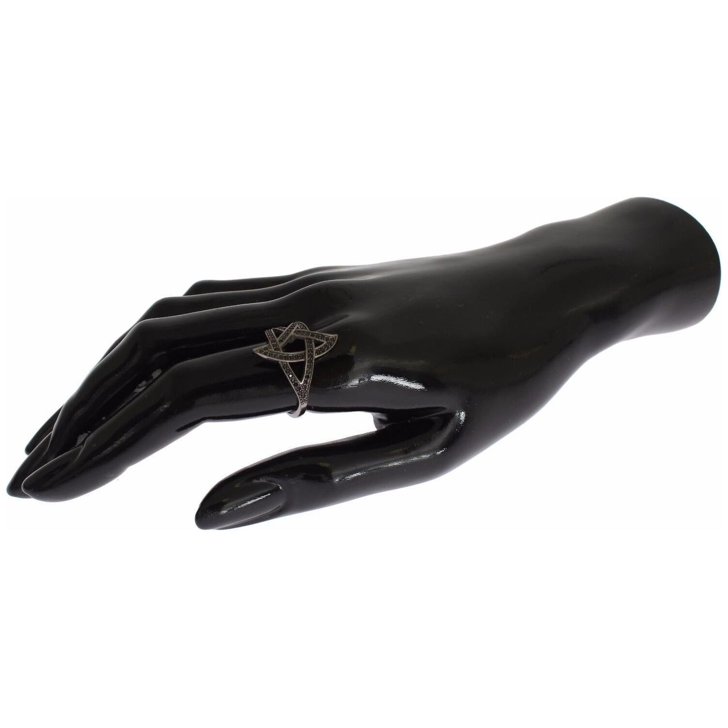 خاتم نيالايا الأنيق المصنوع من الكريستال الأسود والروديوم والفضة