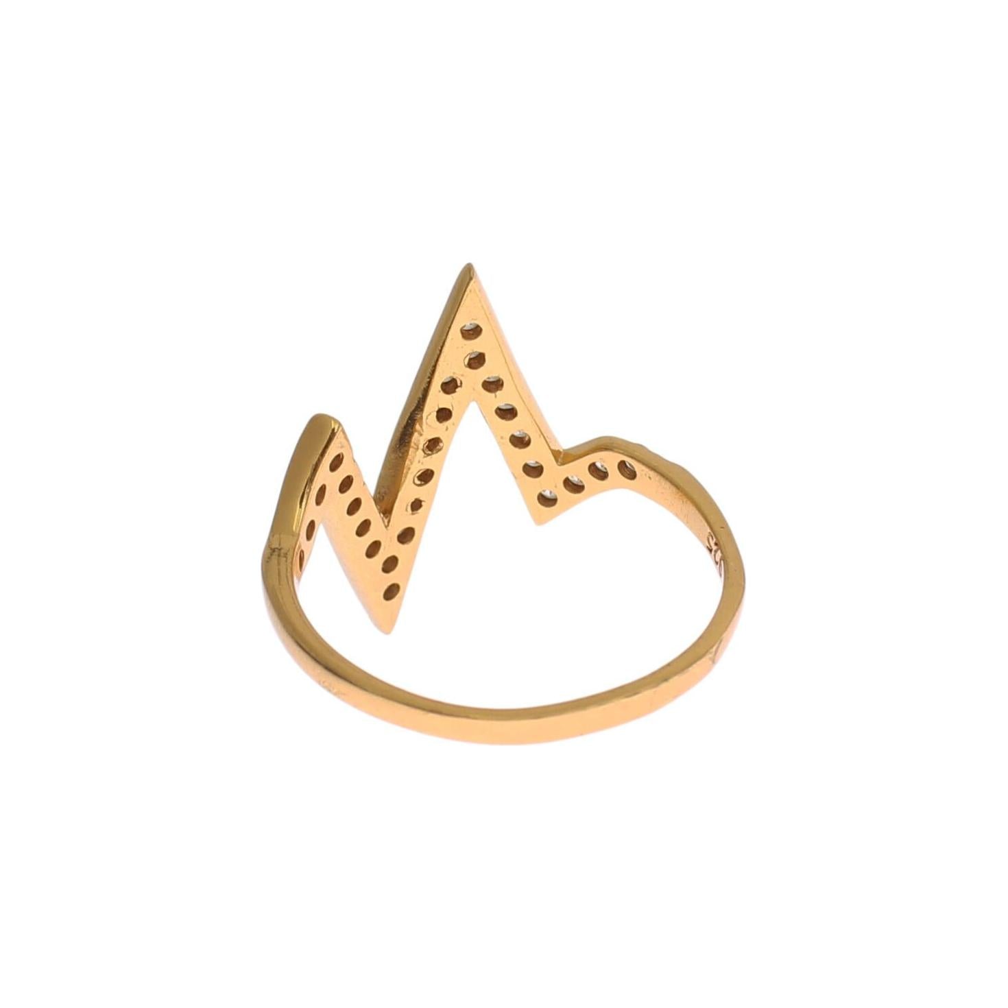 Nialaya Gold 925 Silver Womens Clear CZ 18K Ring