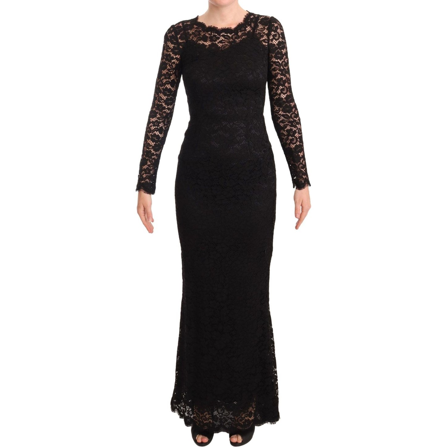 Dolce & Gabbana Elegant Laminated Lace Mermaid Dress WOMAN DRESSES Dolce & Gabbana