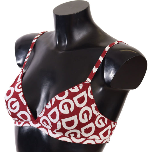 Dolce & Gabbana Red Cotton Logo Printed Designer Bra WOMAN SWIMWEAR Dolce & Gabbana