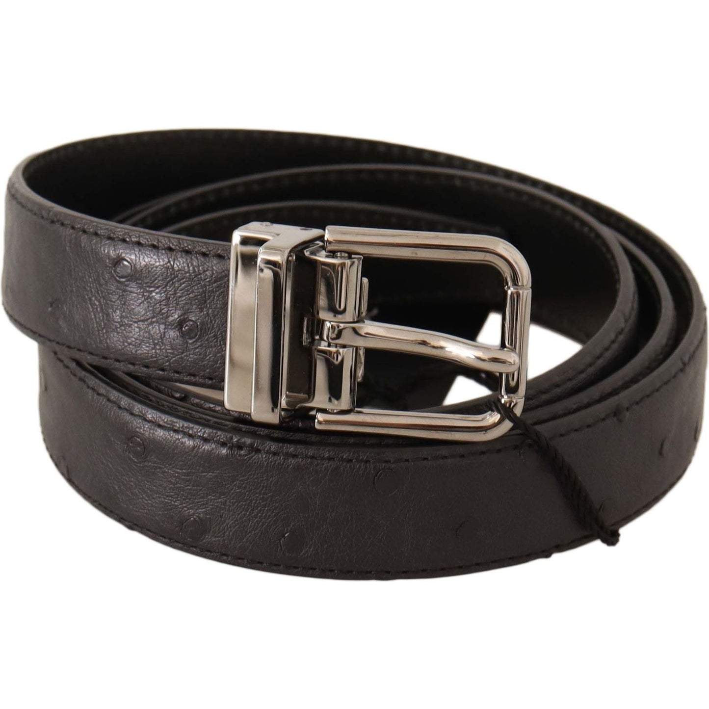 Dolce & Gabbana Elegant Black Leather Belt with Silver Buckle MAN BELTS Dolce & Gabbana