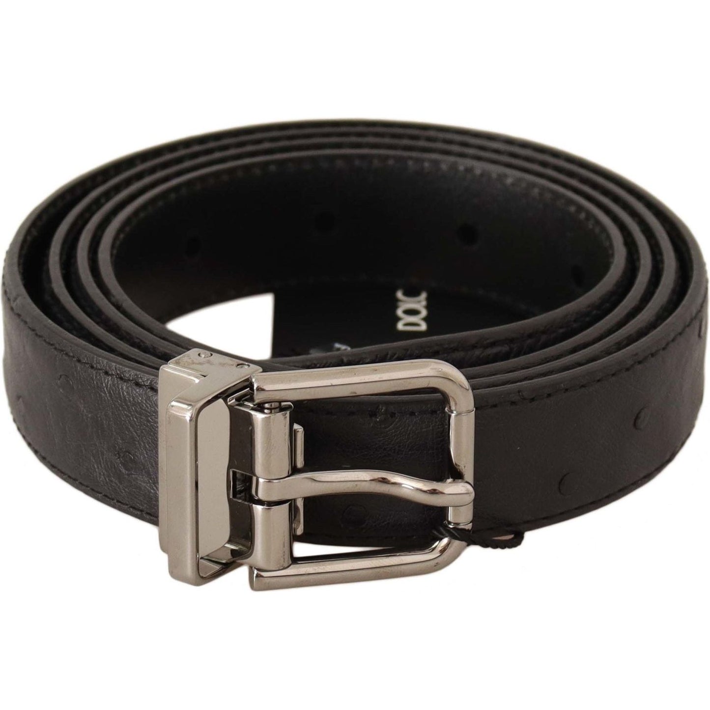 Dolce & Gabbana Elegant Black Leather Belt with Silver Buckle MAN BELTS Dolce & Gabbana