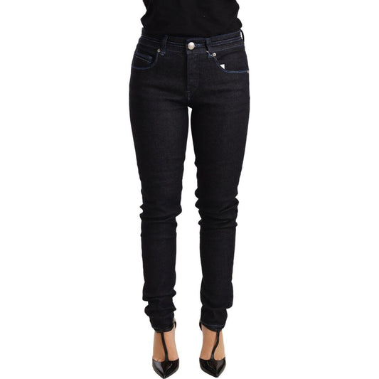 Acht Blue Cotton Low Waist Slim Fit Denim Women Trouser Jeans