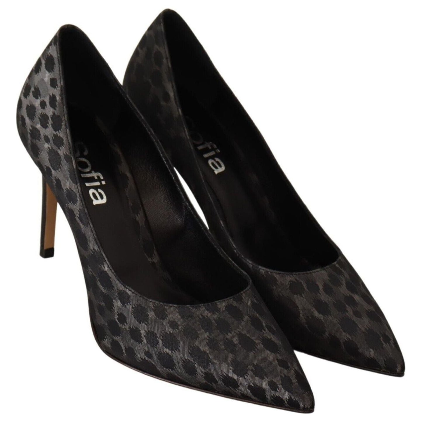 Sofia Elegant Black Leopard Print Leather Heels WOMAN PUMPS Sofia