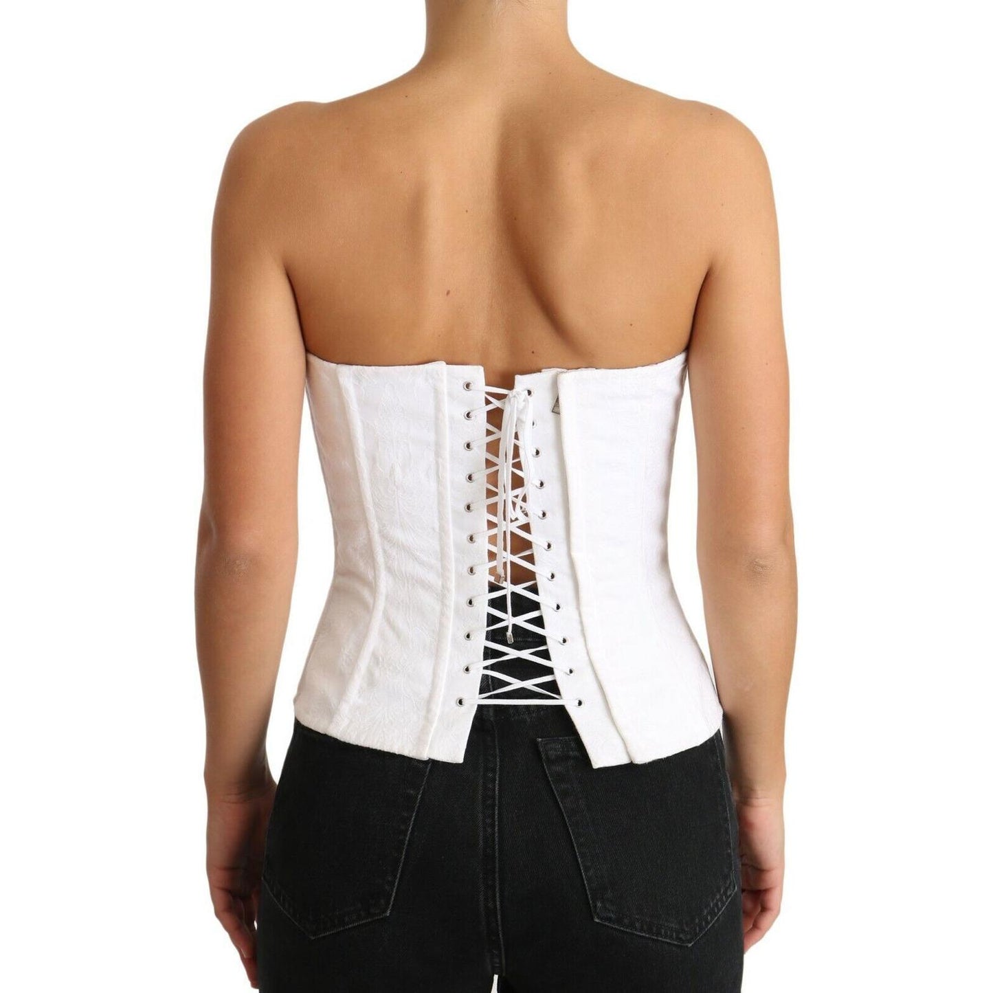 Dolce & Gabbana Elegant White Strapless Corset Top WOMAN TOPS AND SHIRTS Dolce & Gabbana