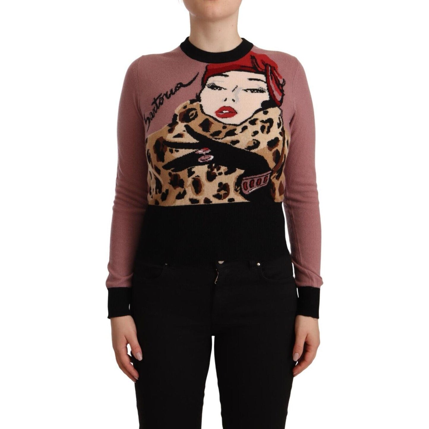 Dolce & Gabbana Elegant Pink Cashmere Crewneck Sweater WOMAN SWEATERS Dolce & Gabbana