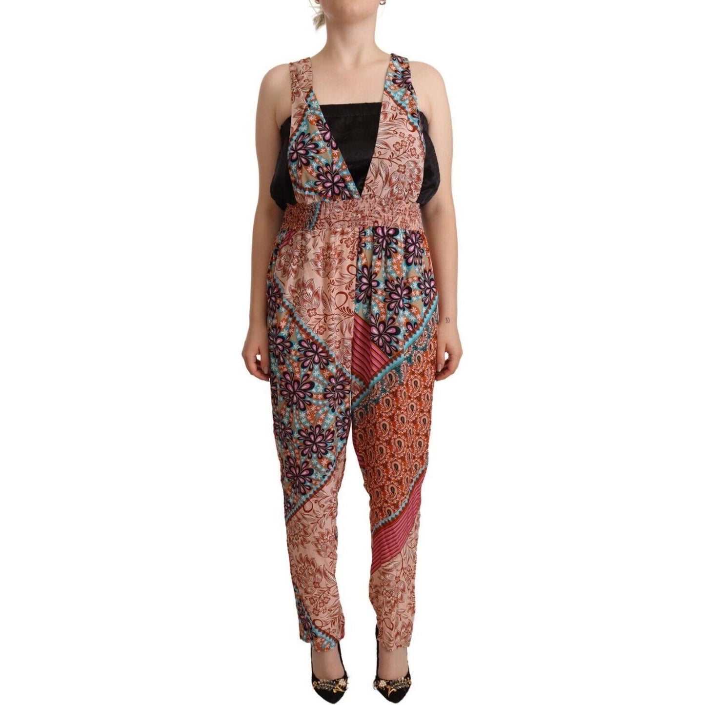 PINKO Chic Multicolor Sleeveless V-Neck Jumpsuit Jeans & Pants PINKO