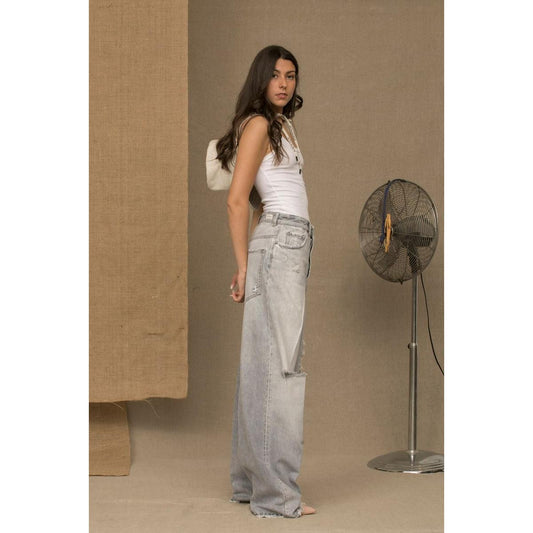 Don The Fuller Elegance in Denim: Chic Grey Cotton Jeans Don The Fuller