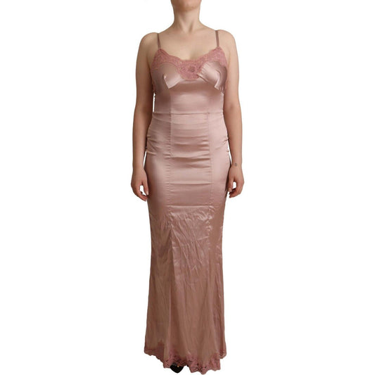 Dolce & Gabbana Pink Lace Long Bodycon Maxi Polyester Dress