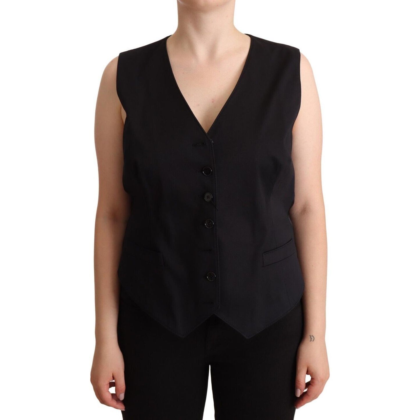 Dolce & Gabbana Chic Buttoned Black Waistcoat WOMAN TOPS AND SHIRTS Dolce & Gabbana