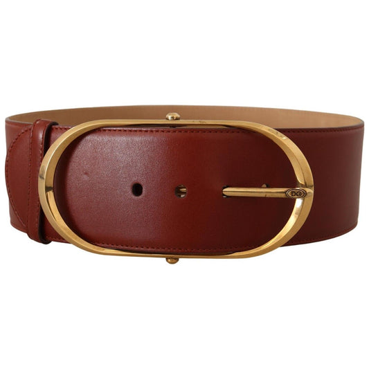 Dolce & Gabbana Elegant Maroon Leather Belt with Gold Accents Dolce & Gabbana