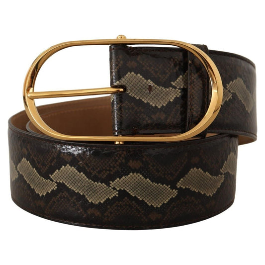 Dolce & Gabbana Elegant Snakeskin Belt with Gold Oval Buckle WOMAN BELTS Dolce & Gabbana