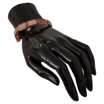 Nialaya Multicolor Crystals Logo Embellished Adjustable Bracelet