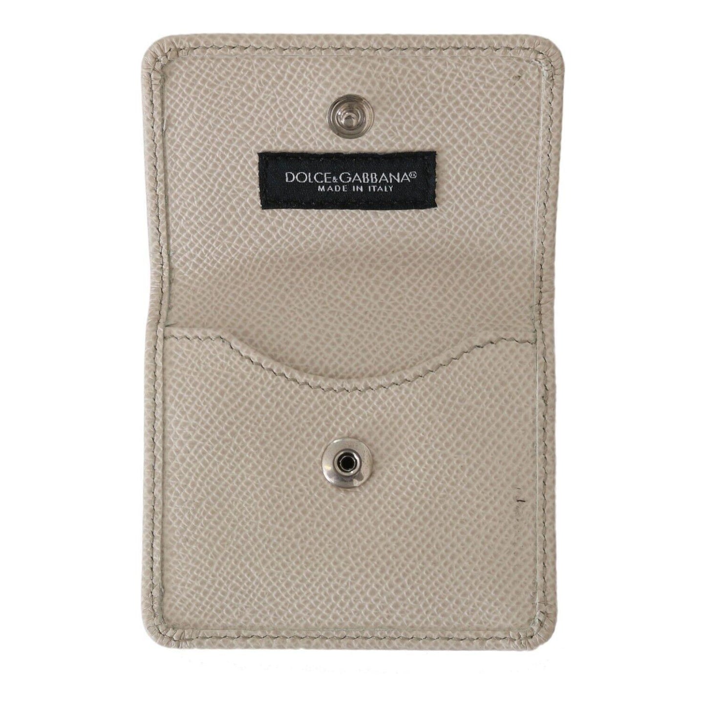 Dolce & Gabbana White Dauphine Leather Holder Pocket Wallet Condom Case