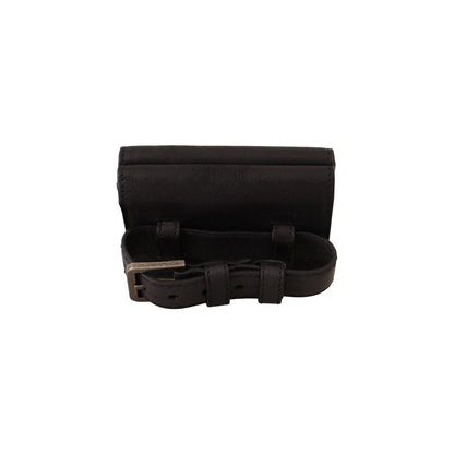 Dolce & Gabbana Black Leather Trifold Purse Belt Strap Multi Kit Wallet