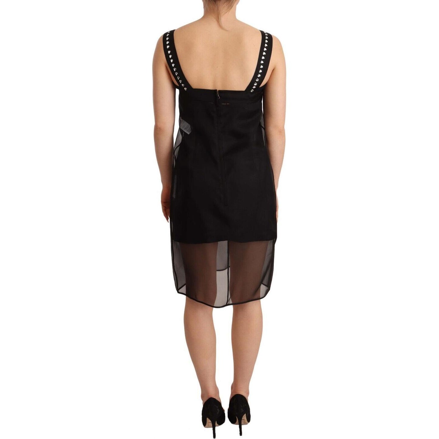 Dolce & Gabbana Black Silk Stretch Crystal Sheath Mini Dress