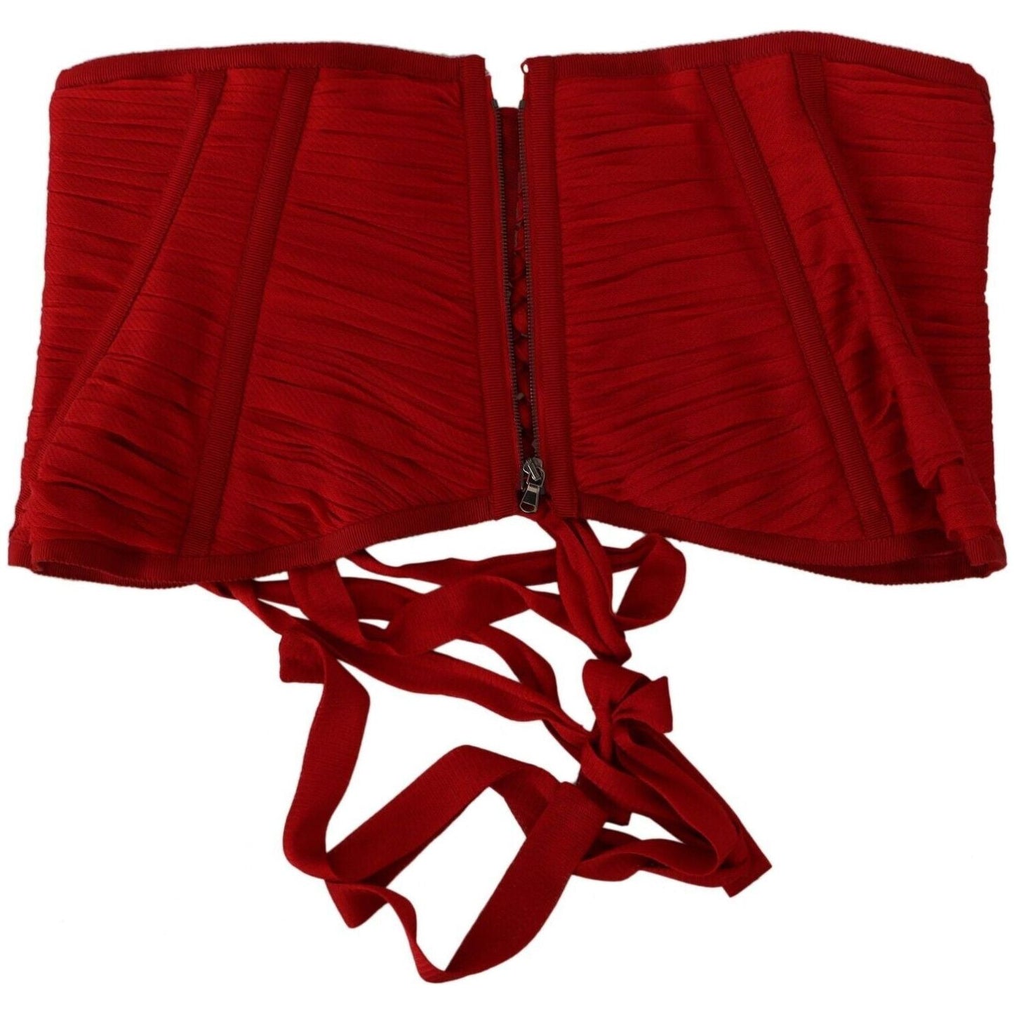 Dolce & Gabbana Elegant Red Silk Corset Belt Top Dolce & Gabbana