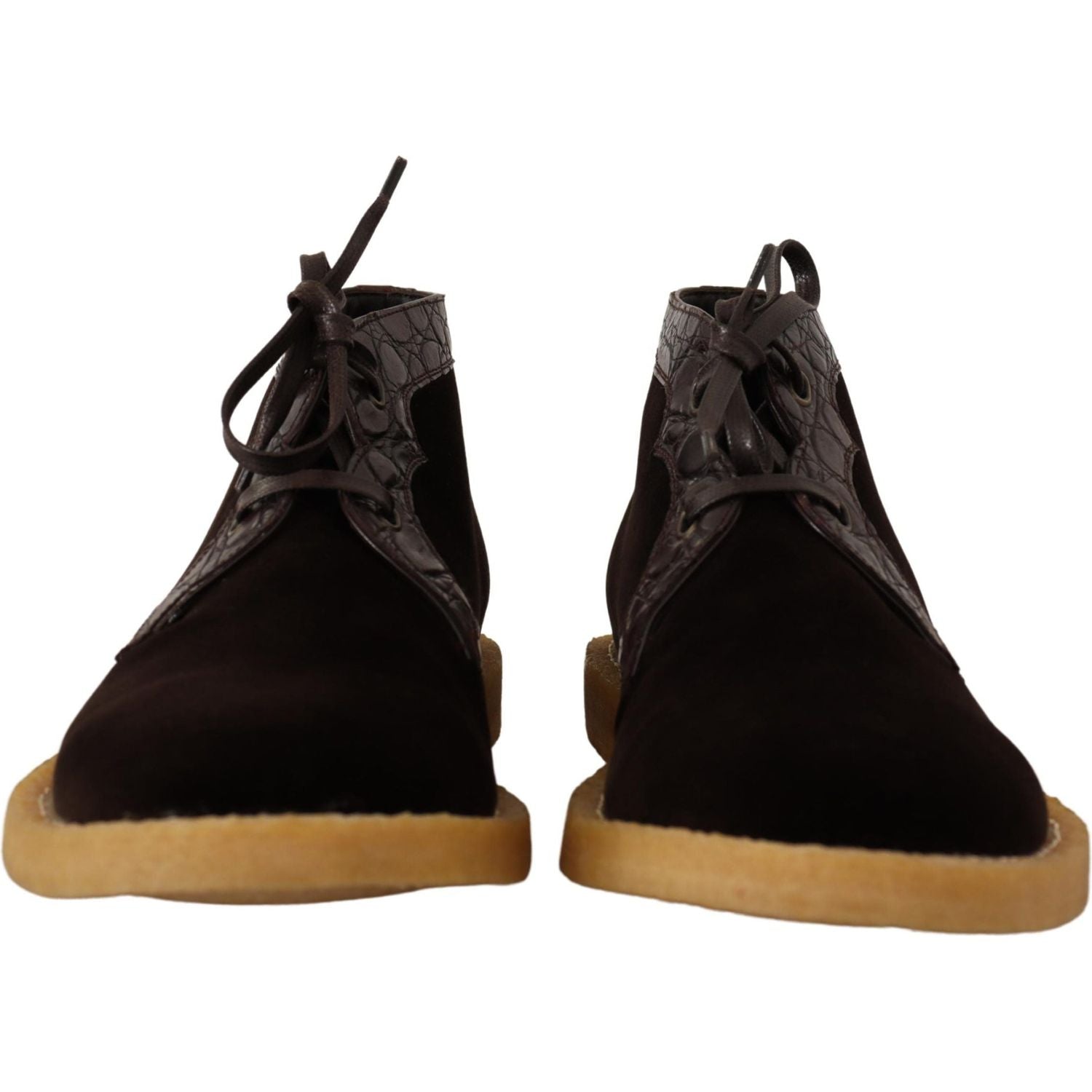 حذاء الكاحل من جلد الكايمان الغريب من دولتشي آند غابانا باللون البني