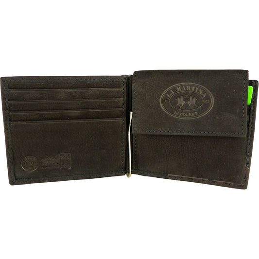 La Martina Elegant Black Leather Wallet for Men La Martina